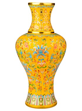 景德镇陶瓷器仿古珐琅彩描金大花瓶中式插花客厅博古架装饰品摆件