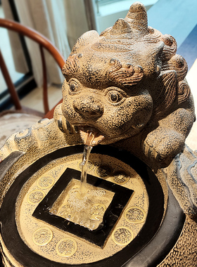 中式茶室玄关流水生财摆件循环水客厅桌面貔貅装饰办公室开业礼物