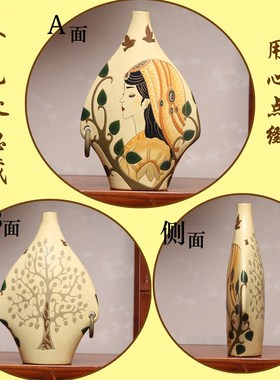 云南丽江少数民族特色纪念品手工装饰品陶瓷博古架玄关酒橱柜摆件