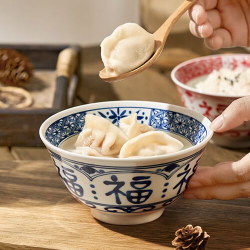中式米饭碗家用2024新款福字餐具碗盘碗碟套装陶瓷吃饭碗盘子小碗 - 图1