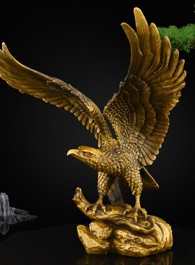黄铜大展宏图老鹰摆件办公室雄鹰展翅大鹏展翅摆件大号铜鹰工艺品