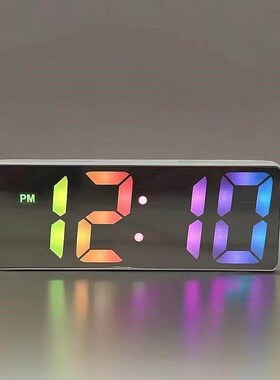 简约大数字电子时钟客厅电视柜座钟夜光静音LED闹钟表万年历温度