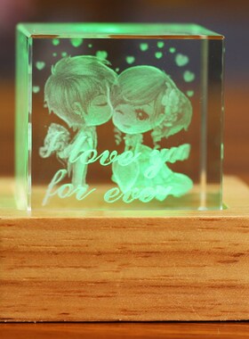 情人情侣礼品婚礼水晶内雕工艺品装饰品送男女朋友学生节日桌摆件