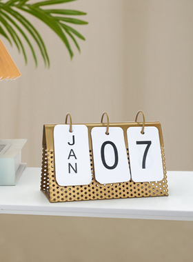 北欧风格铁艺翻页日历摆件家居书房桌面装饰摆饰旅游民宿前台摆设