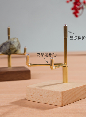 创意水晶球底座展示架奇石收纳架多功能托架盘子支架实木桌面摆件