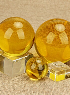 厚德居 合成黄色水晶球摆件球家居饰品开业礼品