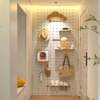 Solid wood perforated board entry porch storage rack custom meter box to block the wall decoration storage above the shoe cabinet