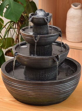 流水摆件循环喷泉招财风水球现代轻奢简约办公桌加湿器开业送礼品