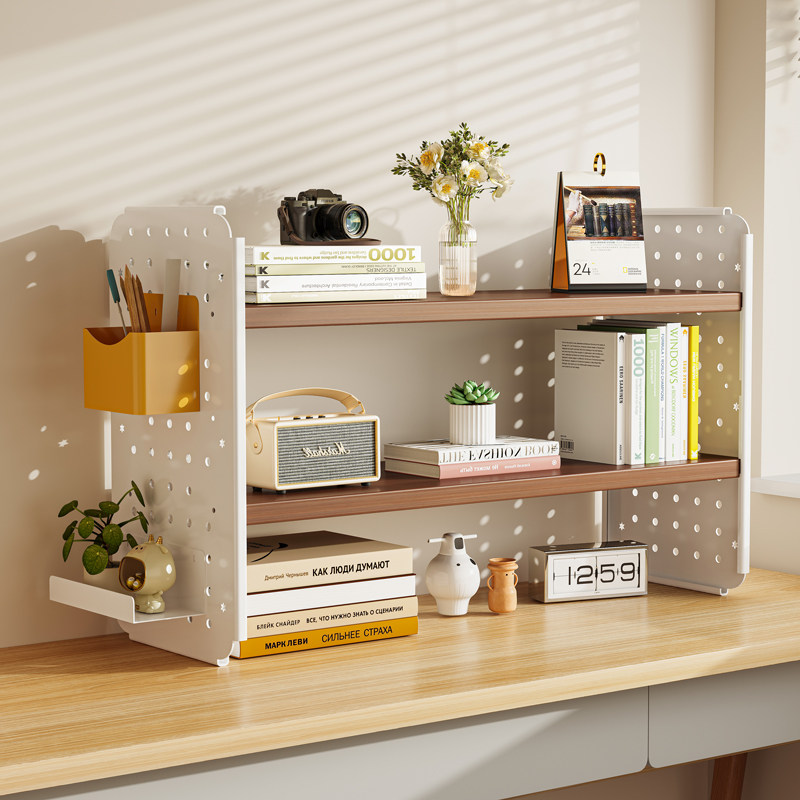 Desk bookshelf hole board desktop storage rack office workstation storage rack simple student dormitory multi-level bookcase