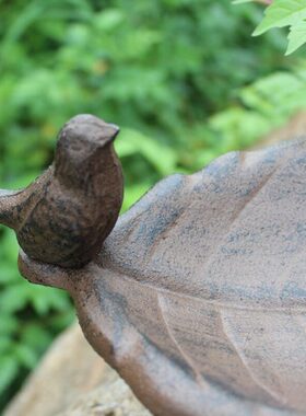 欧式铸铁小鸟叶子烛台烟缸鸟食盆家居庭院装饰摆件