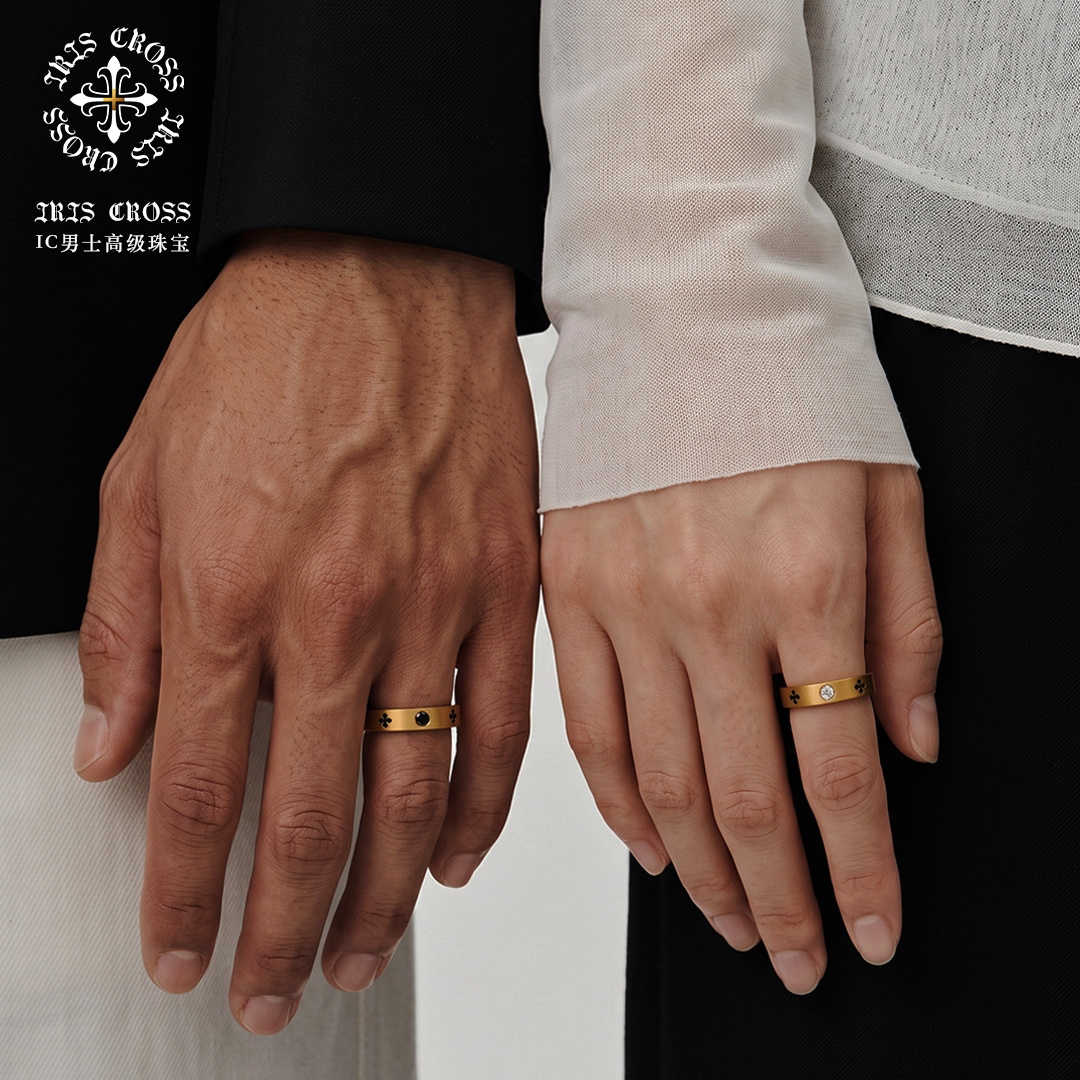 IRIS CROSS pre-sale customized gold ring solid pure gold LOVE black gold couple ring