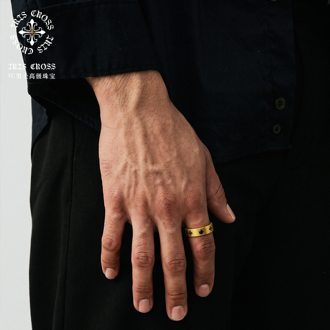 IRIS CROSS pre-sale customized gold ring solid pure gold LOVE black gold couple ring