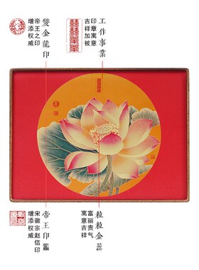 铜雕画摆件礼盒高级感桌面装饰画电视柜办公室莲花摆台送长辈礼物