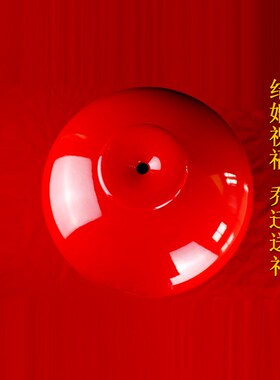 陶瓷中国红色花瓶摆件天地方圆工艺品招财镇宅轻奢高档电视柜装饰