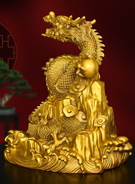 黄铜祥瑞盘龙摆件中国龙生肖龙金龙家居桌面装饰铜青龙汉龙吉祥物
