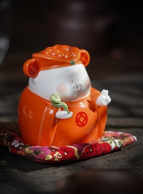 创意招财小财神陶瓷摆件家居饰品喜庆可爱桌面工艺品店铺开业礼品