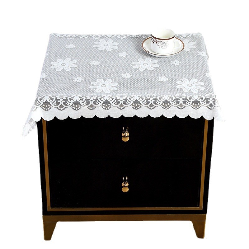 Lace coffee table cloth rectangular dust-proof cover cloth home cloth simple style plain color chrysanthemum tablecloth