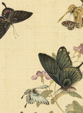 顾琦玉耋算京垓册工笔蝴蝶草虫临摹范本中式装饰画艺术绢布画心