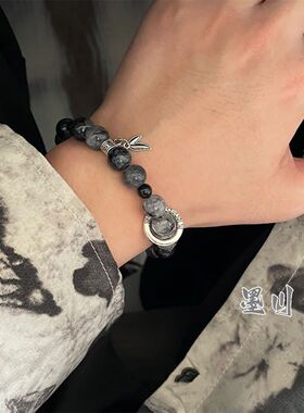 中式冰裂串珠手链男款男高颜值2024新款小众高级感跑手串