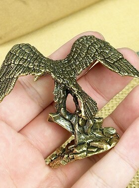 黄铜大展宏图雄鹰铜器大鹏展翅黄铜桌面摆件茶宠文玩把件男小礼品