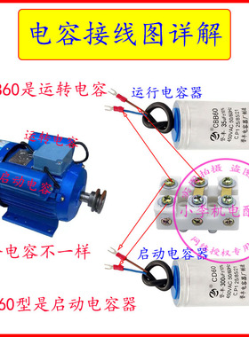 单相电机搅拌机铡草机粉碎机磨面机电容器450V CD60启动CBB60运转