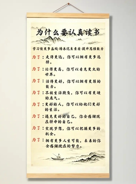 为什么要认真读书励志挂画客厅玄关背景墙装饰挂图书房书法字画
