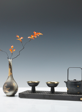 新中式茶具托盘组合摆件茶室客厅创意家居饰品样板房间茶几软装