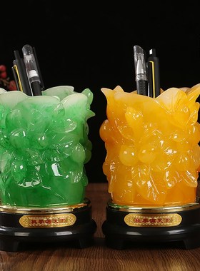 百财聚来笔筒创意白菜摆件办公室桌面收纳学生用品送教师节礼物