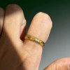 Queyunlai ancient gold closed ring pure gold 999 smooth solid electric black star and moon trend cool tail ring ring