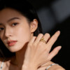 Queyunlai diamond nail ring solid gold 999 open adjustable ring niche simple light luxury high-end sense
