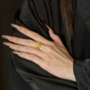Queyunlai 5D diamond gold ring pure gold 999 king crown ring hollow high-end gift for girlfriend