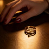 Queyunlai 5D dot diamond gold ring 999 pure gold three-circle nail ring with personalized fashion design for girlfriend