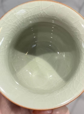 惊蛰 仿古釉下彩冰裂开片手绘荷花盖碗 荷花斗笠茶杯杯垫 一整套