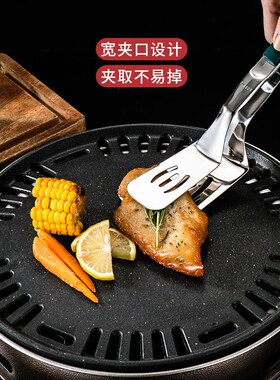 304不锈钢夹子食品夹煎牛排专用煎鱼铲夹滑扣烤肉烧烤夹厨房防烫