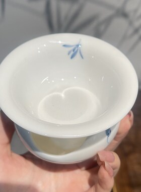 惊蛰 白瓷手绘兰花茶漏陶瓷茶滤茶水分离过滤网泡茶滤茶茶具配件