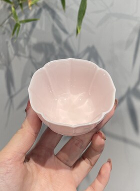 惊蛰 原矿粉泥高温烧制花边口两才盖碗海棠杯纯色花瓣杯中式茶具