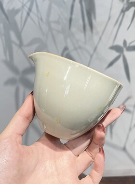 惊蛰 手绘丹桂半月公道杯陶瓷分茶器高级功夫茶具茶海单个公杯