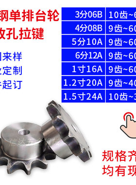 3分06B链轮台轮/齿轮链轮配件大全10/11/12/13/14/15/16/17-35齿