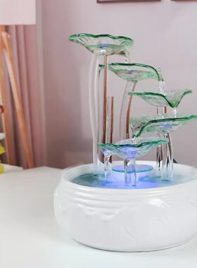 紫色彩灯桌面风水轮转球循环流水室内客厅摆设前台乔迁开业送礼品