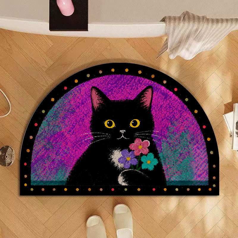 Bathroom floor mat 2026 new cute cartoon kitten diatom mud water-absorbent anti-slip special bathroom door mat