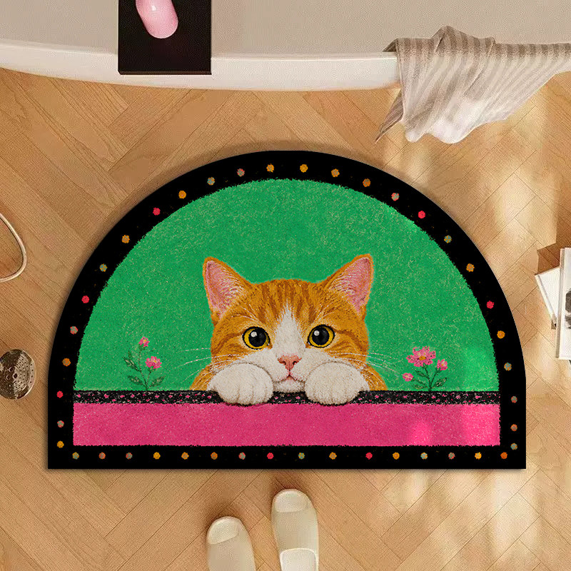 Bathroom floor mat 2026 new cute cartoon kitten diatom mud water-absorbent anti-slip special bathroom door mat