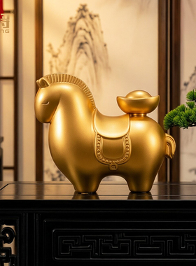 铜马上有钱马摆件招财工艺品