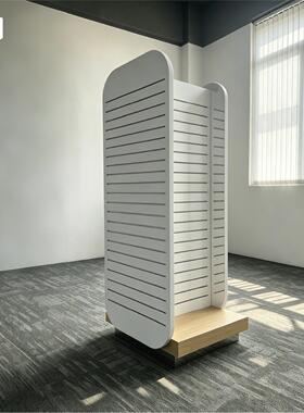 定制槽窄款耳饰展示架饰品店落地槽板陈列柜商用带全身镜中岛架