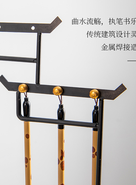 新中式创意毛笔架摆件酒店样板房间办公室家居客厅玄关柜软装饰品