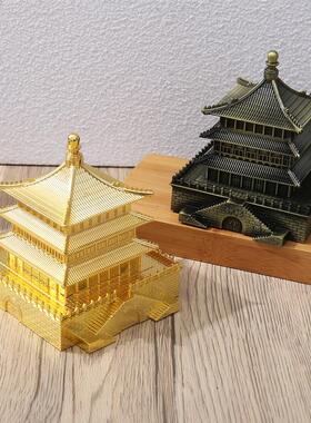 西安旅游纪念品大雁塔西安钟楼摆件金属摆件建筑装饰工艺品小礼品