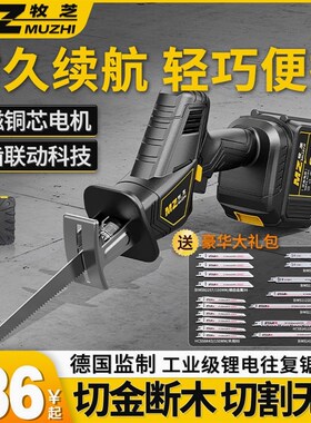 日本进口德国马刀锯大功率手持多功能充电式锂电往复锯家用小型户