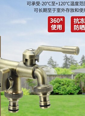 4分全铜户外自来水龙头防冻一进二出庭院花园双出水浇花出水口6分