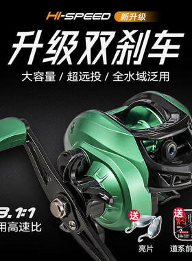 德国进口金属水滴轮远投防炸线特价路亚竿收线用两轴轮马口打黑轮