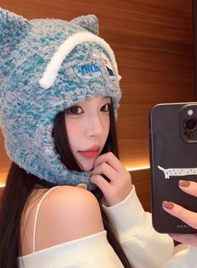 可爱猫耳朵毛绒帽子学生帽