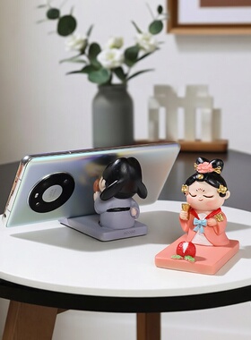 中式树脂人物手机支架摆件